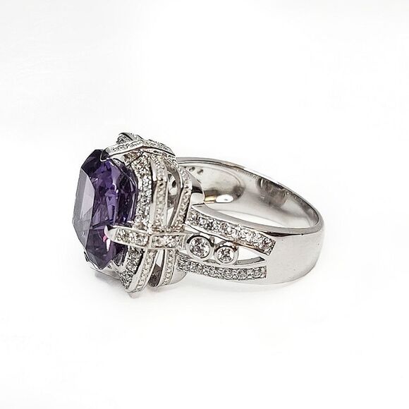 Cushion Cut Tanzanite Split Shank & Split Gallery Statement Ring | Size 8 - Picture 5 of 15